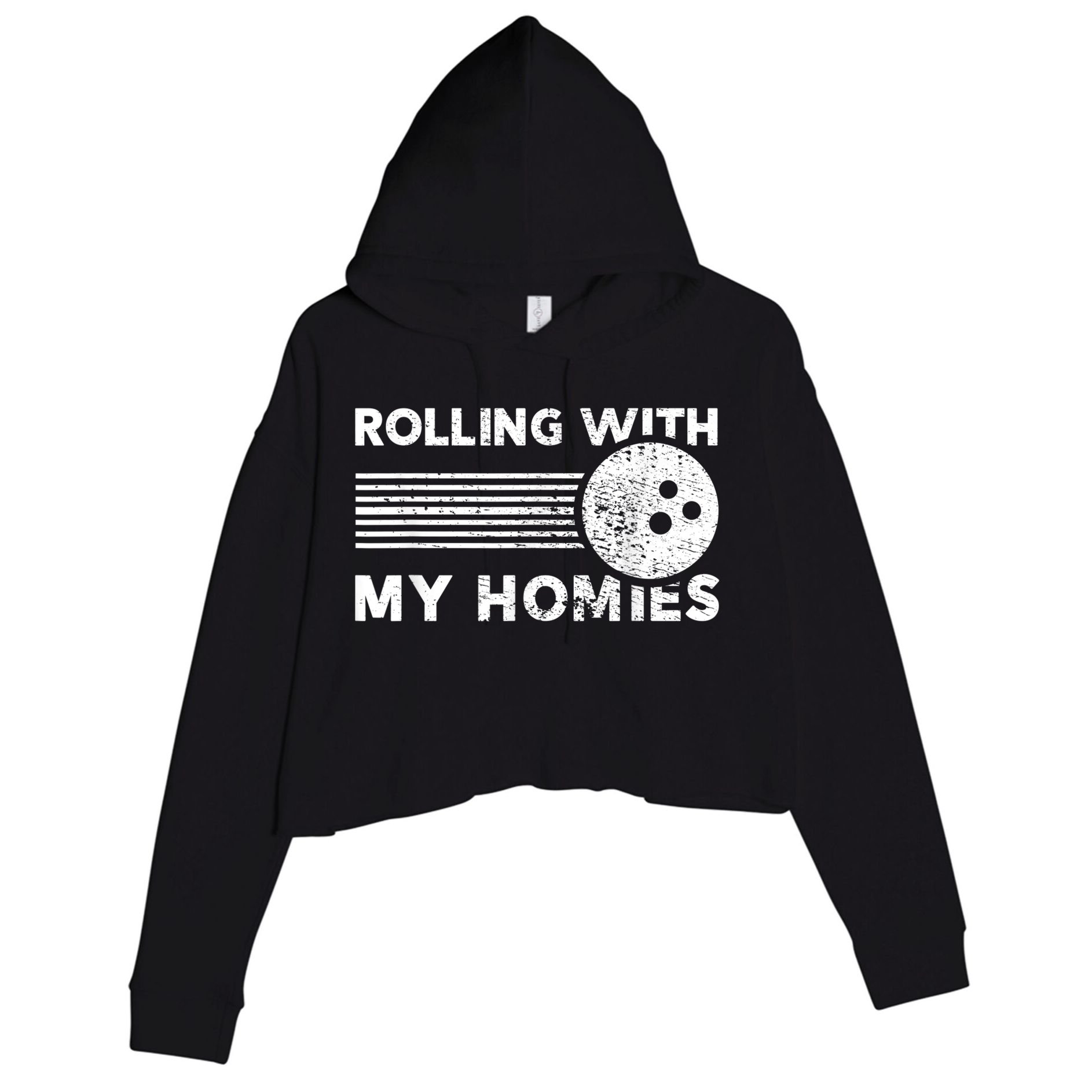 Rolling With My Homies Funny Bowling Crop Fleece Hoodie