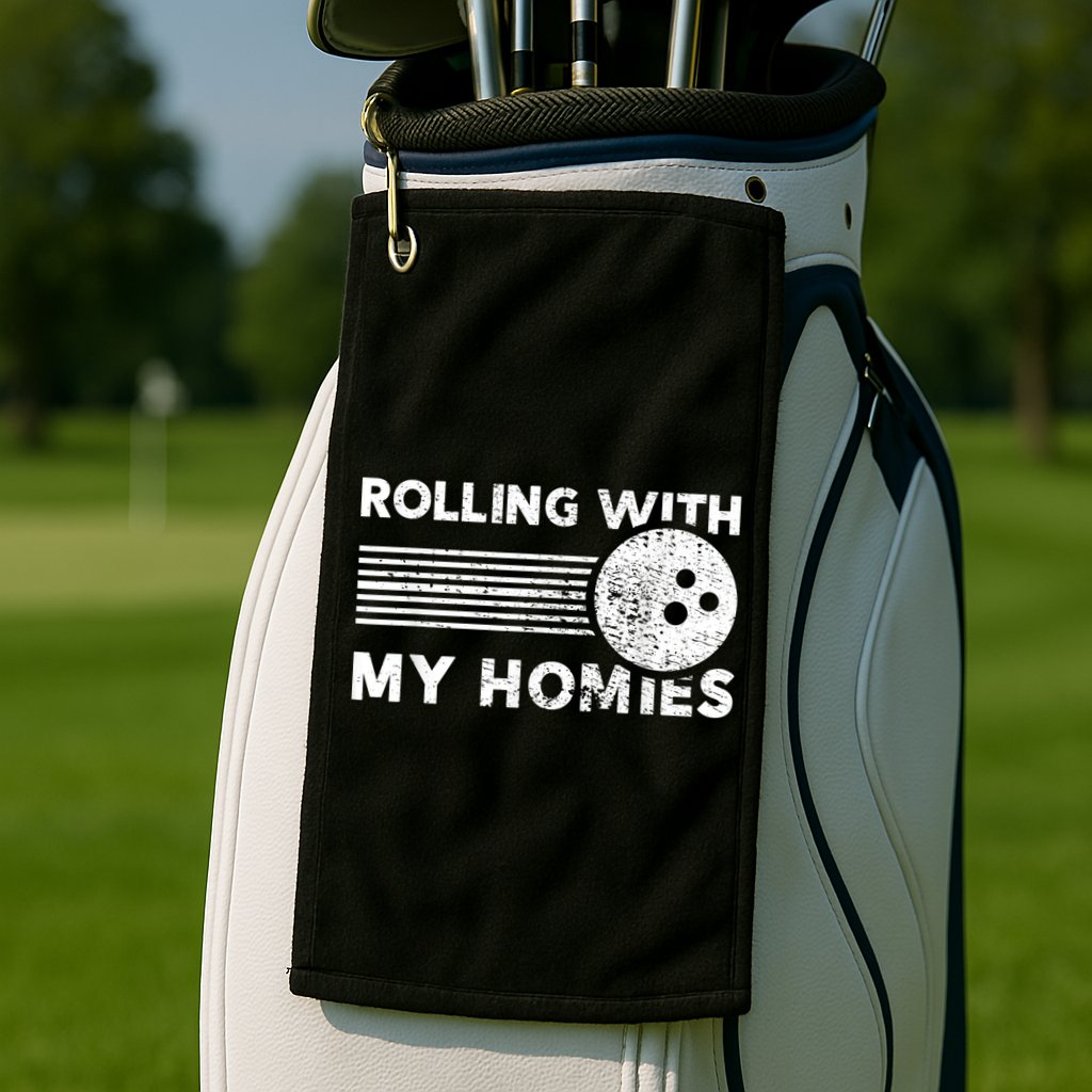 Rolling With My Homies Funny Bowling Golf Towel