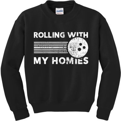 Rolling With My Homies Funny Bowling Kids Sweatshirt