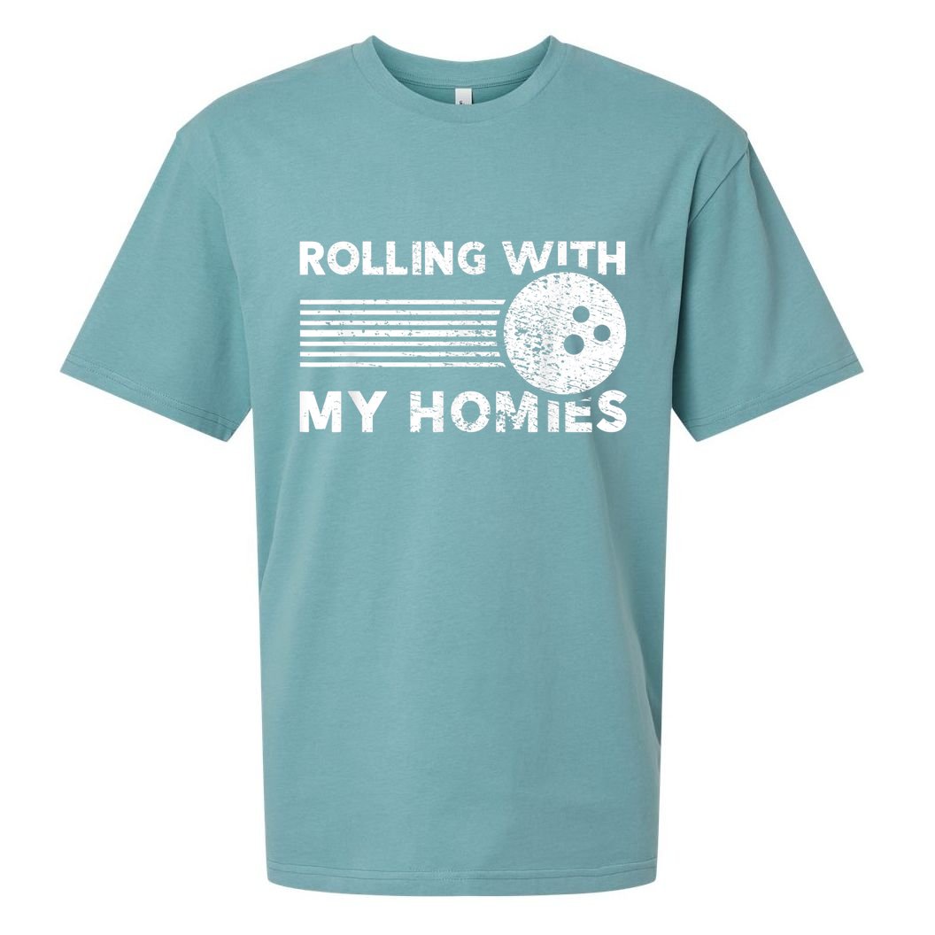 Rolling With My Homies Funny Bowling Sueded Cloud Jersey T-Shirt