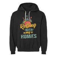 Rollin With My Homies Retro Bowling Garment-Dyed Fleece Hoodie