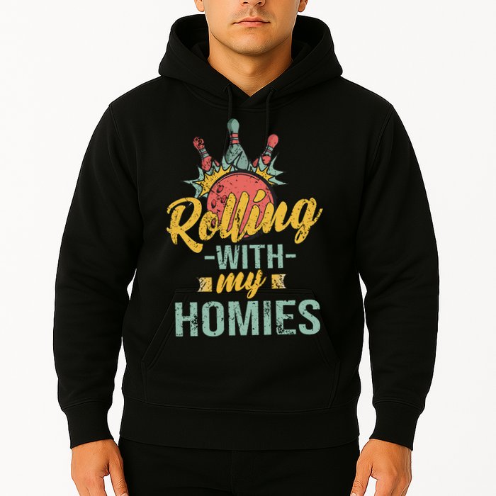 Rollin With My Homies Retro Bowling Hoodie