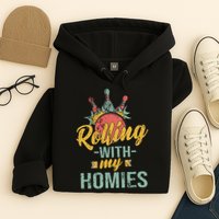Rollin With My Homies Retro Bowling Hoodie