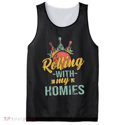 Rollin With My Homies Retro Bowling Mesh Reversible Basketball Jersey Tank