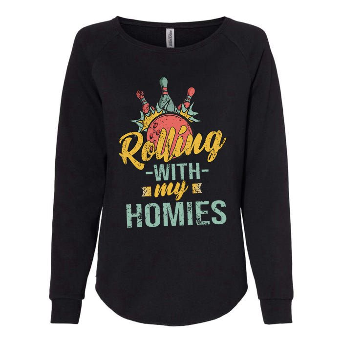 Rollin With My Homies Retro Bowling Womens California Wash Sweatshirt