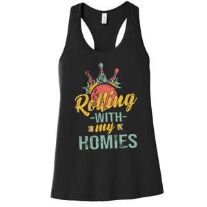 Rollin With My Homies Retro Bowling Women's Racerback Tank