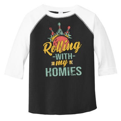 Rollin With My Homies Retro Bowling Toddler Fine Jersey T-Shirt