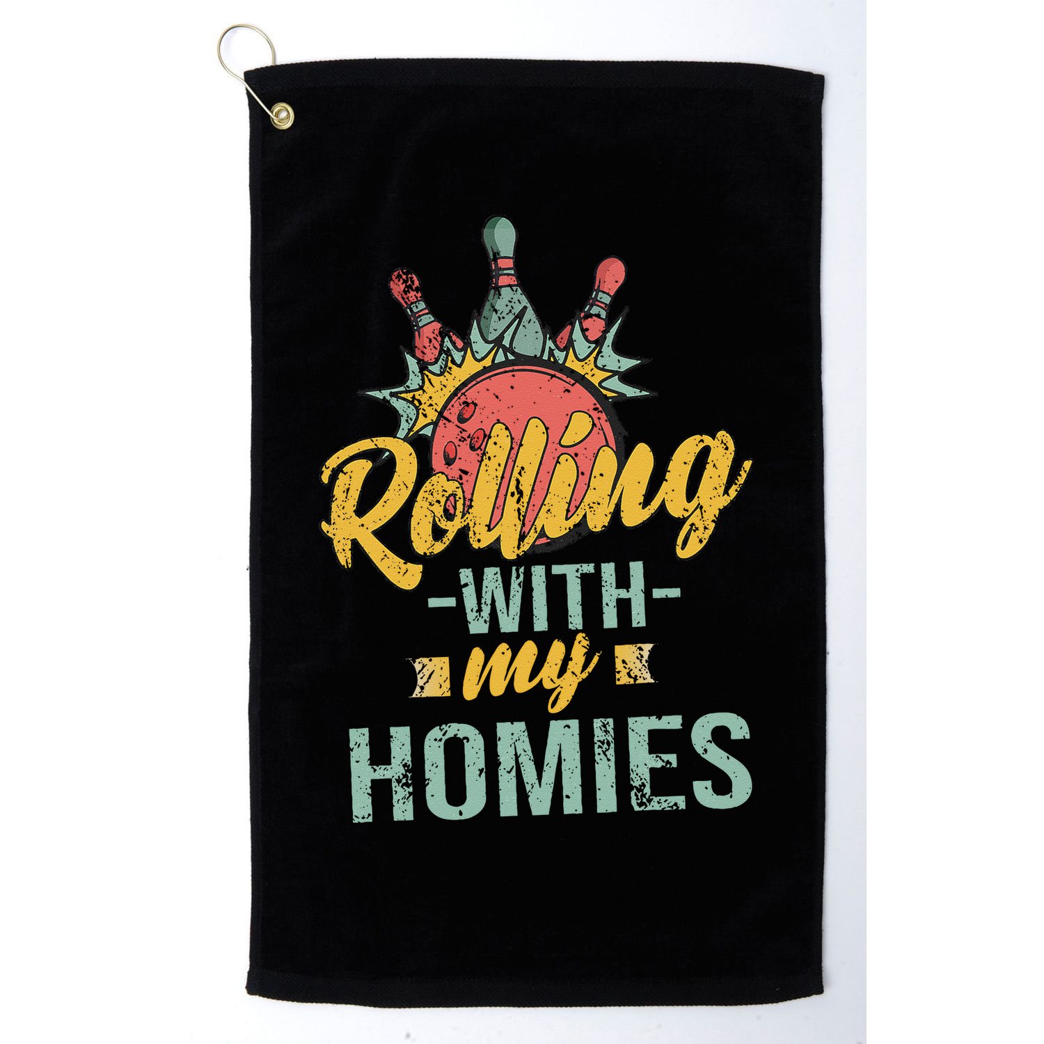 Rollin With My Homies Retro Bowling Golf Towel