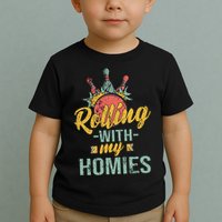 Rollin With My Homies Retro Bowling Toddler T-Shirt