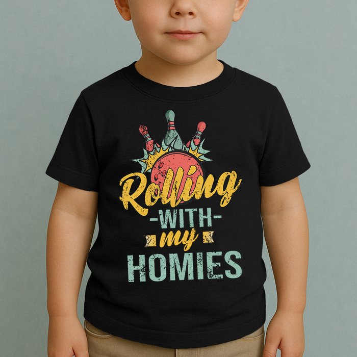 Rollin With My Homies Retro Bowling Toddler T-Shirt