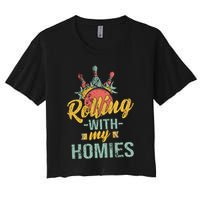 Rollin With My Homies Retro Bowling Women's Crop Top Tee