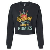 Rollin With My Homies Retro Bowling Cropped Pullover Crew