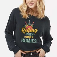 Rollin With My Homies Retro Bowling Cropped Pullover Crew