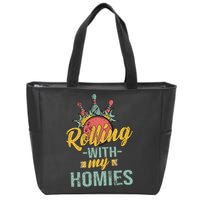Rollin With My Homies Retro Bowling Zip Tote Bag