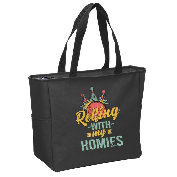 Rollin With My Homies Retro Bowling Zip Tote Bag