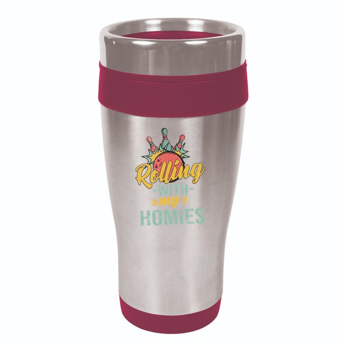 Rollin With My Homies Retro Bowling 16oz Travel Tumbler