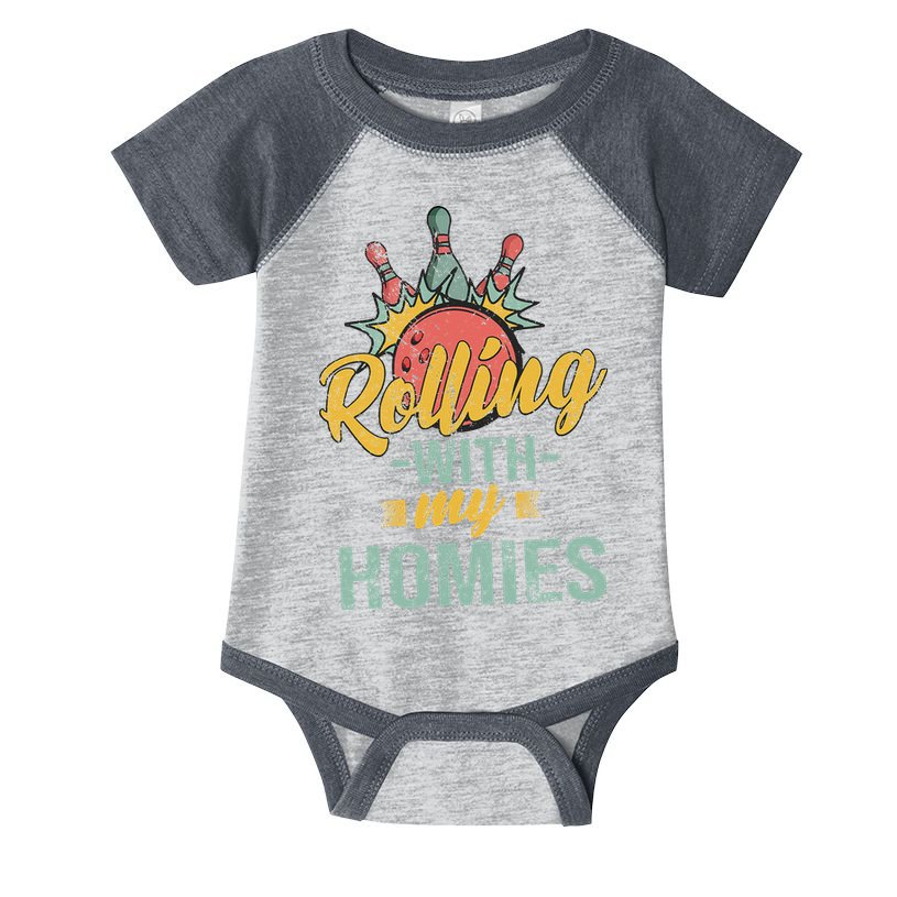Rollin With My Homies Retro Bowling Infant Baby Jersey Bodysuit