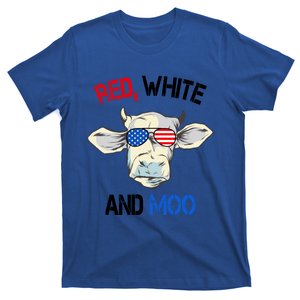 Red White Moo Usa American Cow Patriotic 4th Of July Meaningful Gift T-Shirt