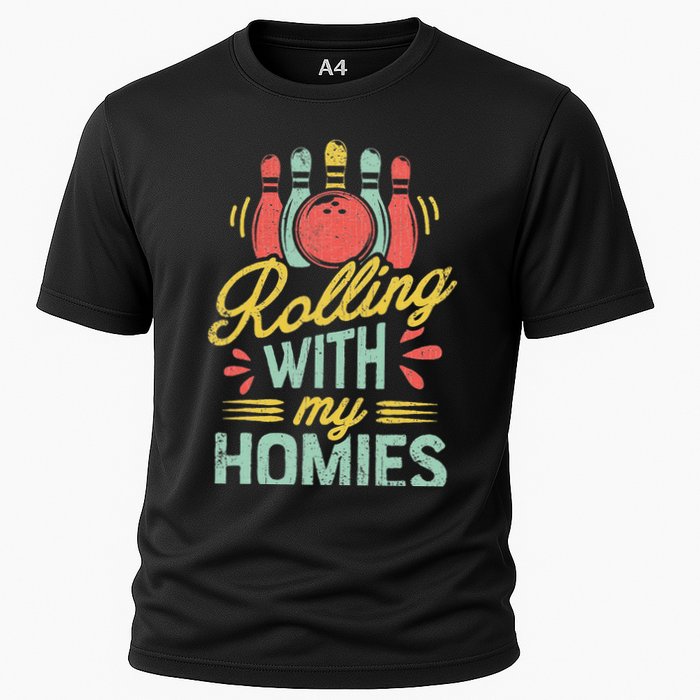 Rolling With My Homies Bowling Bowlers Funny Gift Cooling Performance Crew T-Shirt