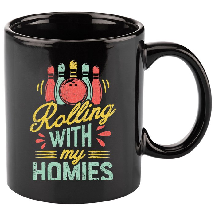 Rolling With My Homies Bowling Bowlers Funny Gift 11oz C Handle Ceramic Mug
