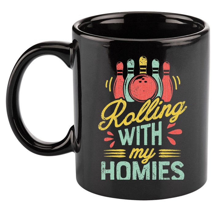 Rolling With My Homies Bowling Bowlers Funny Gift 11oz C Handle Ceramic Mug