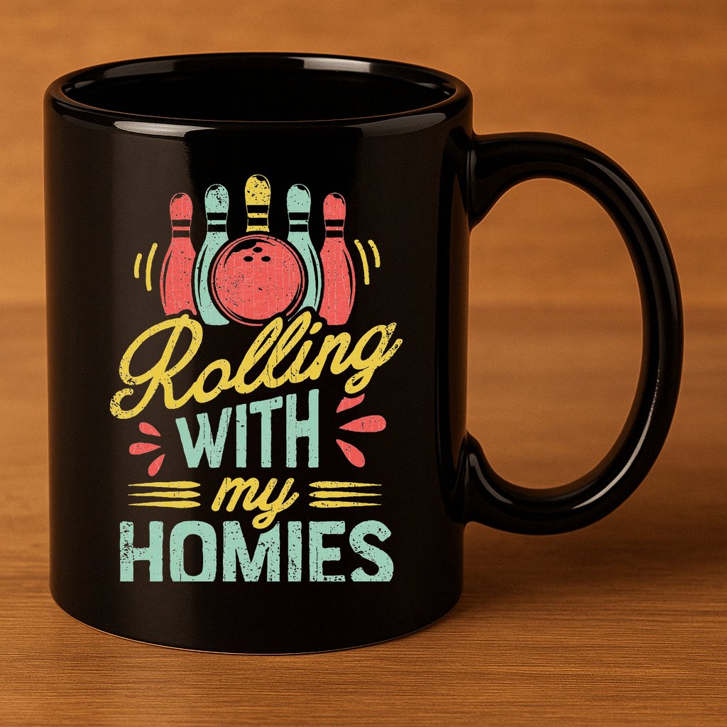 Rolling With My Homies Bowling Bowlers Funny Gift 11oz C Handle Ceramic Mug