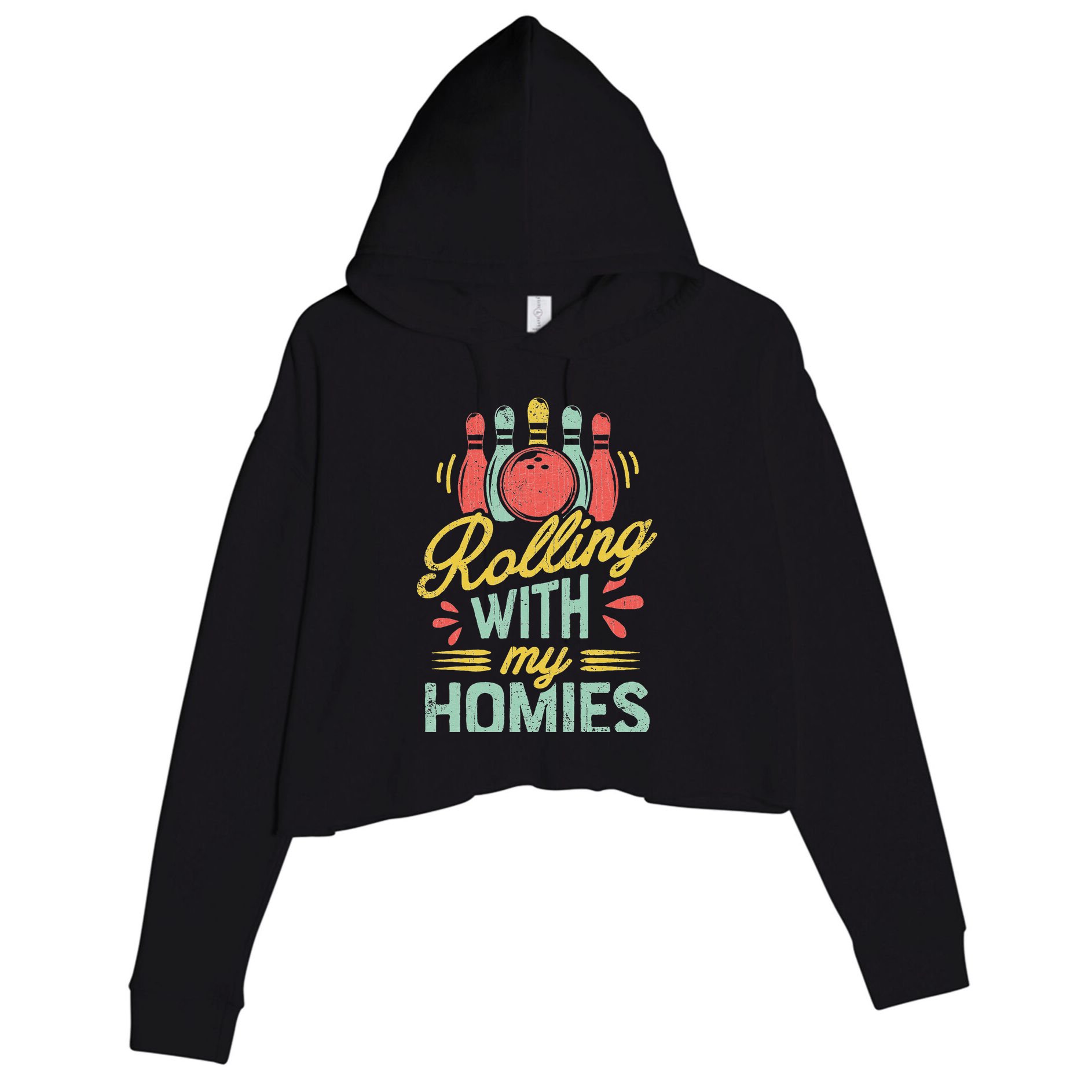 Rolling With My Homies Bowling Bowlers Funny Gift Crop Fleece Hoodie