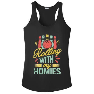 Rolling With My Homies Bowling Bowlers Funny Gift Ladies PosiCharge Competitor Racerback Tank