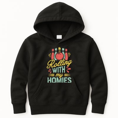 Rolling With My Homies Bowling Bowlers Funny Gift Kids Hoodie