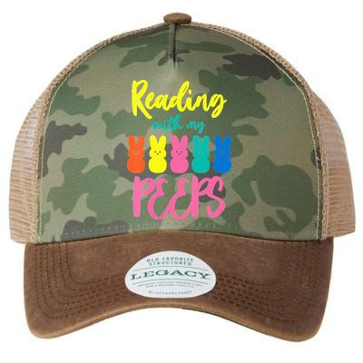 Reading With My Peeps Gift for Teacher or Reader Legacy Tie Dye Trucker Hat