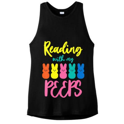 Reading With My Peeps Gift for Teacher or Reader Ladies PosiCharge Tri-Blend Wicking Tank