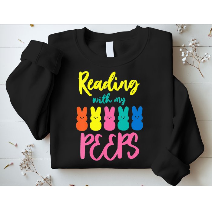 Reading With My Peeps Gift for Teacher or Reader Sweatshirt