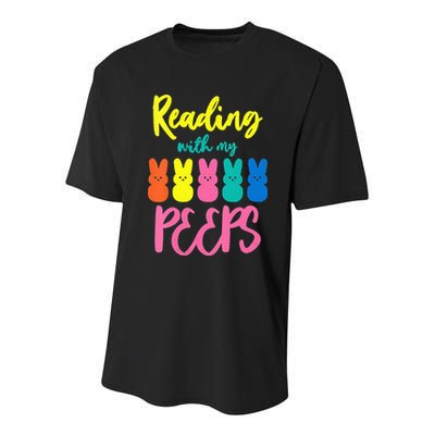 Reading With My Peeps Gift for Teacher or Reader Youth Performance Sprint T-Shirt
