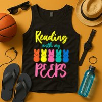 Reading With My Peeps Gift for Teacher or Reader Tank Top