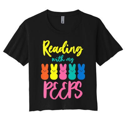 Reading With My Peeps Gift for Teacher or Reader Crop Top
