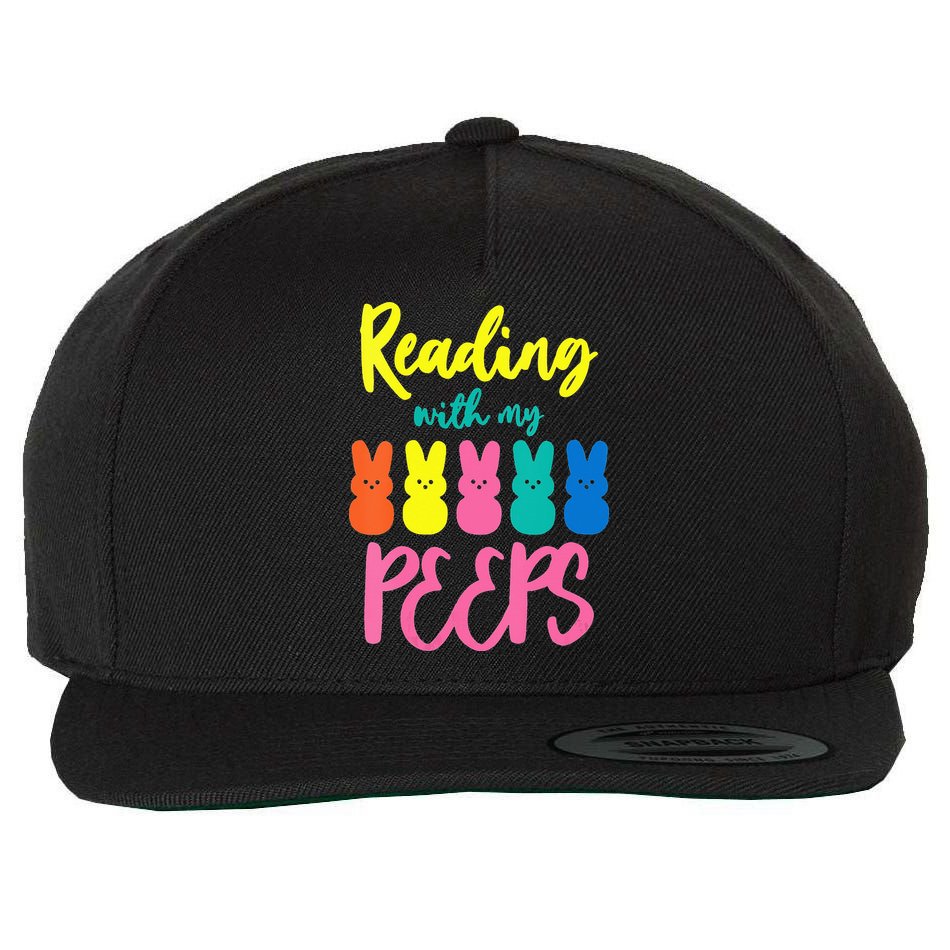 Reading With My Peeps Gift for Teacher or Reader Wool Snapback Cap