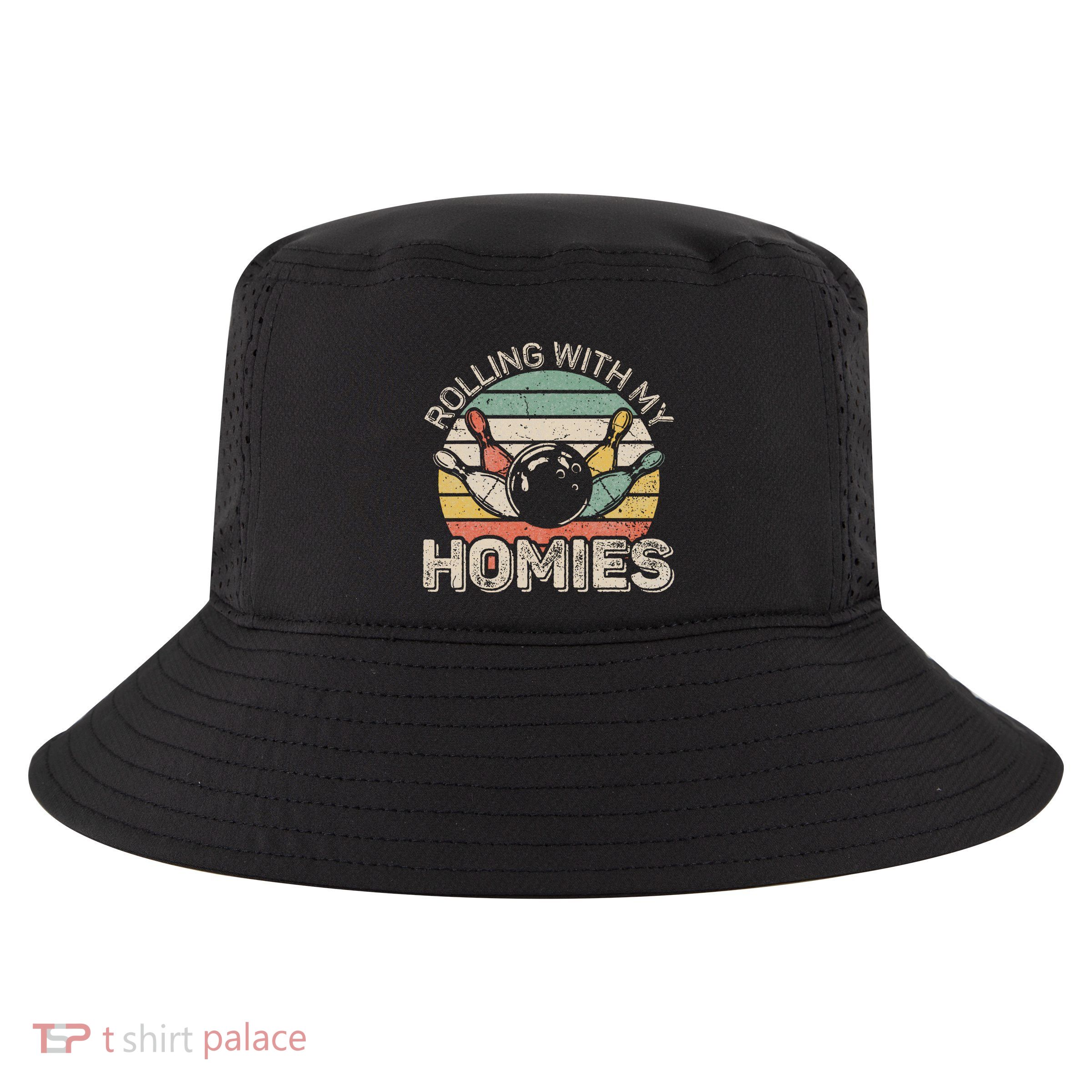 Rolling With My Homies Retro Bowling Bowler Team Funny Cool Comfort Performance Bucket Hat