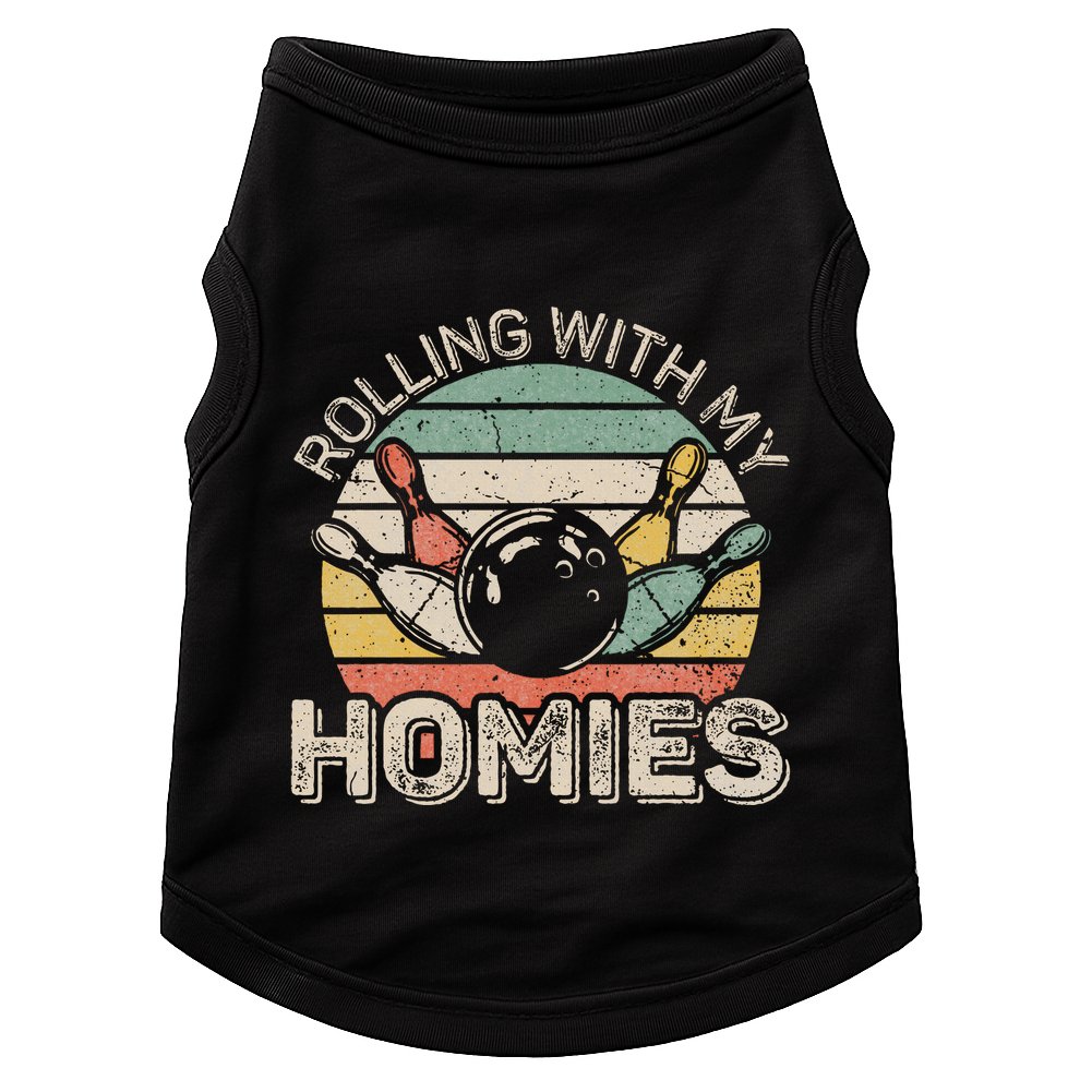 Rolling With My Homies Retro Bowling Bowler Team Funny Doggie Tank