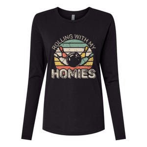 Rolling With My Homies Retro Bowling Bowler Team Funny Womens Cotton Relaxed Long Sleeve T-Shirt