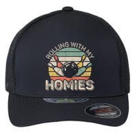 Rolling With My Homies Retro Bowling Bowler Team Funny Flexfit Unipanel Trucker Cap