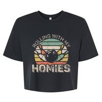 Rolling With My Homies Retro Bowling Bowler Team Funny Bella+Canvas Jersey Crop Tee