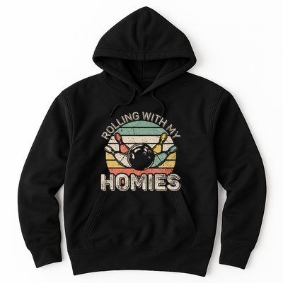 Rolling With My Homies Retro Bowling Bowler Team Funny Hoodie