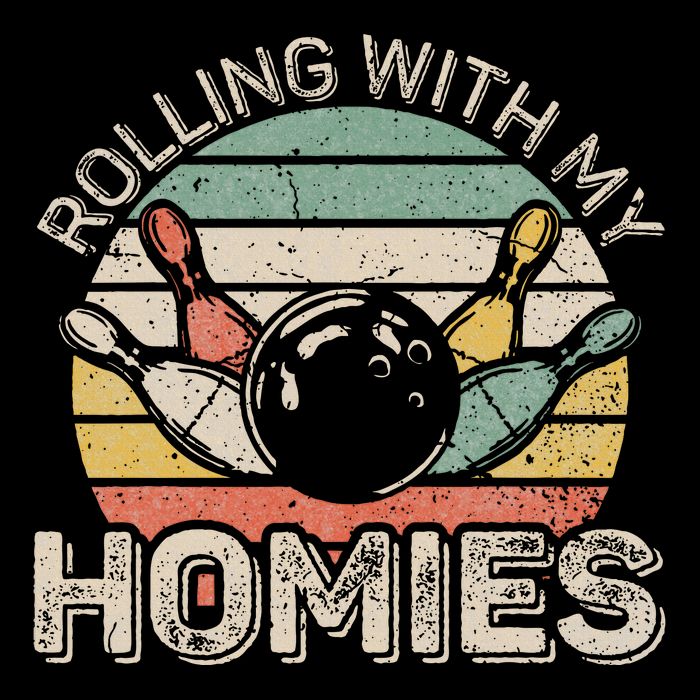 Rolling With My Homies Retro Bowling Bowler Team Funny Full-Length Apron With Pockets