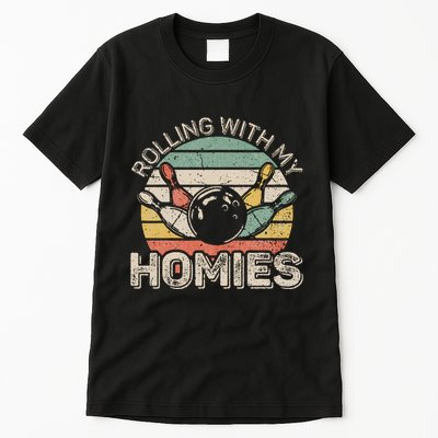 Rolling With My Homies Retro Bowling Bowler Team Funny Tall T-Shirt