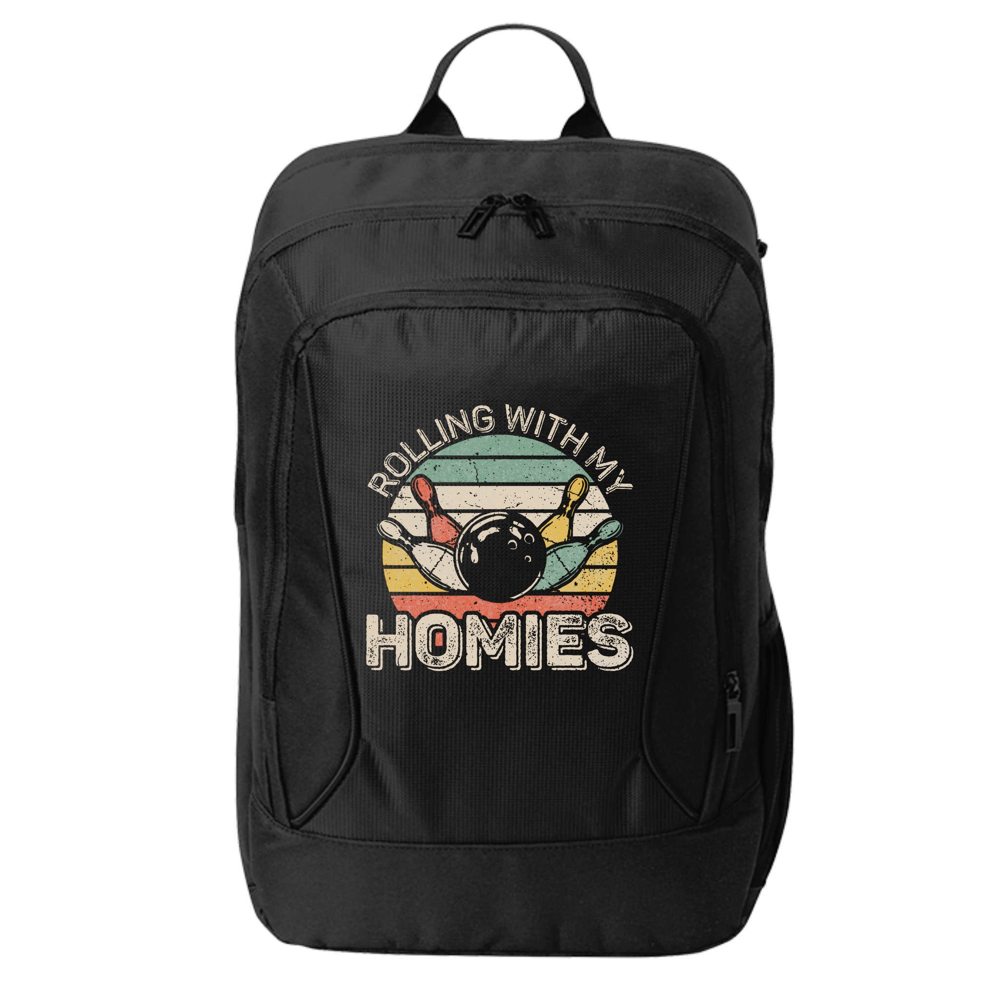 Rolling With My Homies Retro Bowling Bowler Team Funny City Backpack