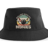 Rolling With My Homies Retro Bowling Bowler Team Funny Sustainable Bucket Hat