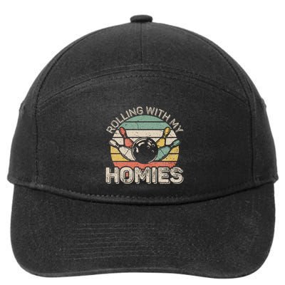 Rolling With My Homies Retro Bowling Bowler Team Funny 7-Panel Snapback Hat