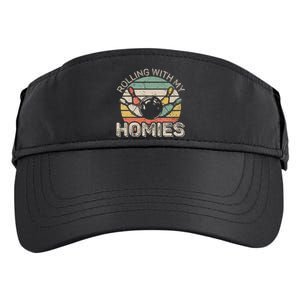 Rolling With My Homies Retro Bowling Bowler Team Funny Adult Drive Performance Visor