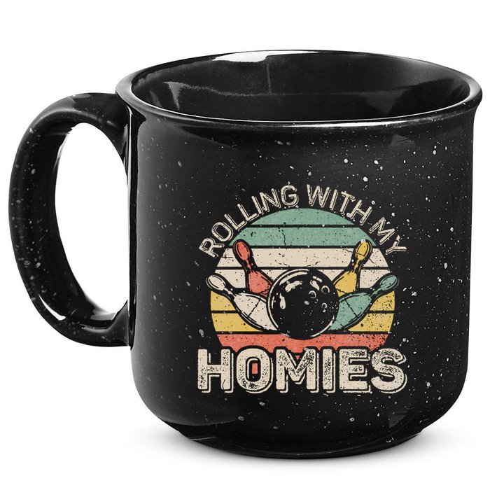 Rolling With My Homies Retro Bowling Bowler Team Funny 15oz Campfire Ceramic Mug