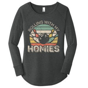 Rolling With My Homies Retro Bowling Bowler Team Funny Women's Perfect Tri Tunic Long Sleeve Shirt